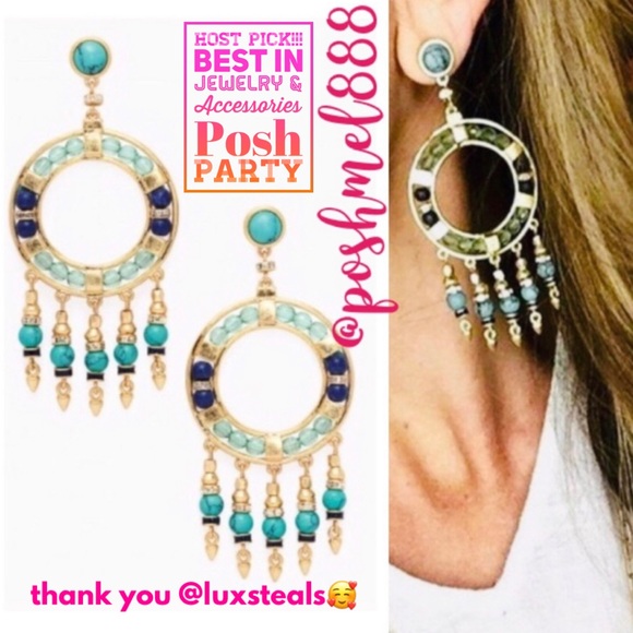 Stella & Dot | Katelyn Turquoise Chandelier Statement Earrings - Picture 1 of 10